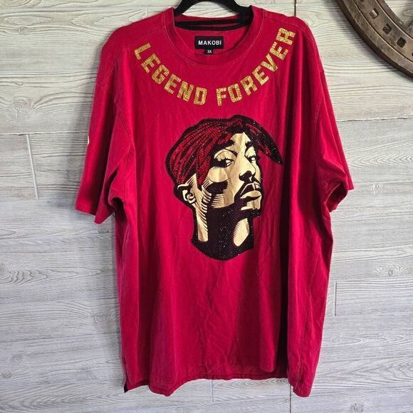 Makobi Tupac Legend Forever Studded Shirt Mens SZ 3x 96 - Picture 1 of 10